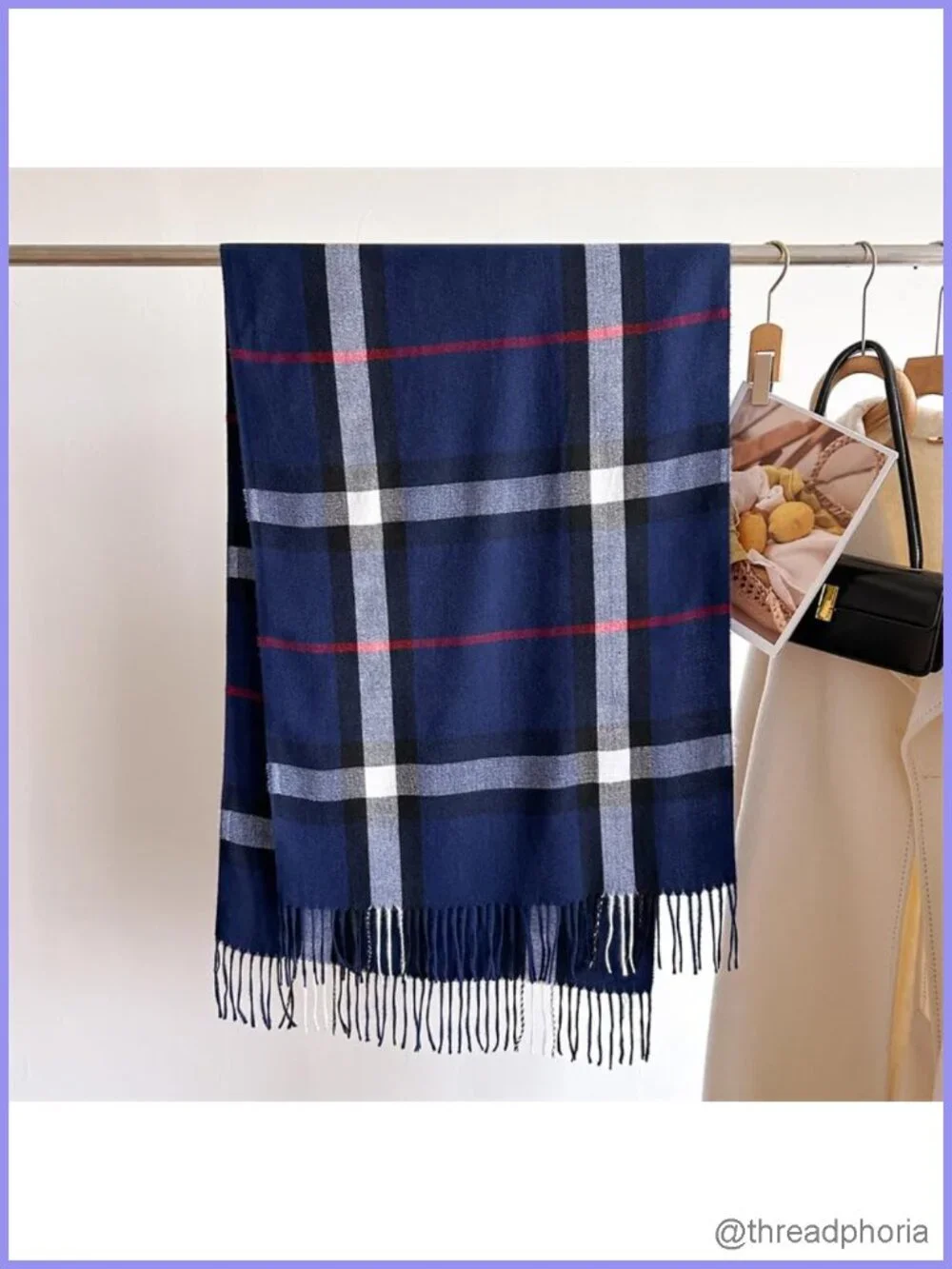 Cashmere Feel Polyester Plaid Pashmina Scarf Shawl Wrap Winter
